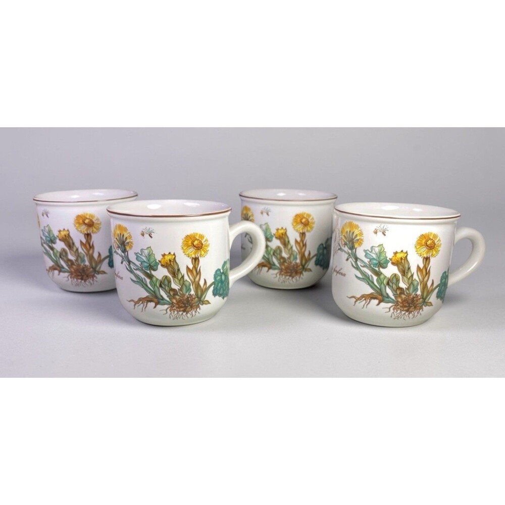 Villeroy & Boch Botanica Tussilago Farfara Teacups Set of 4 - 2 3/4” Porcelain